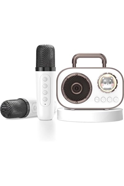 OEM Set de 2 microfoane karaoke wireless cu difuzor portabil, Bluetooth 5.3, 5 efecte vocale (alb)