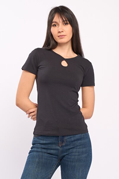 Timeout Women's solid color T-shirt with metallic logo