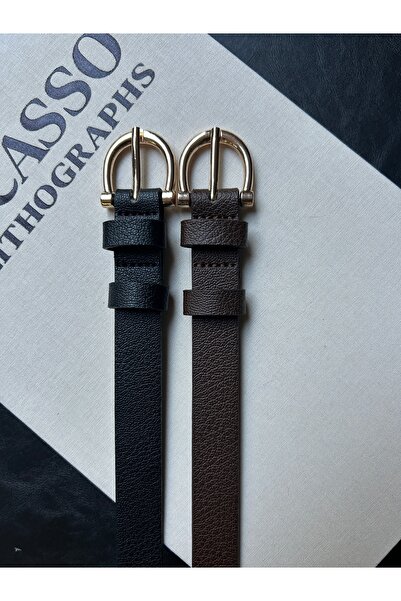 LİA KEMER 2-pack Jeer Half Moon Patterned Γυναικεία ζώνη με χρυσή πόρπη Ζώνη ...