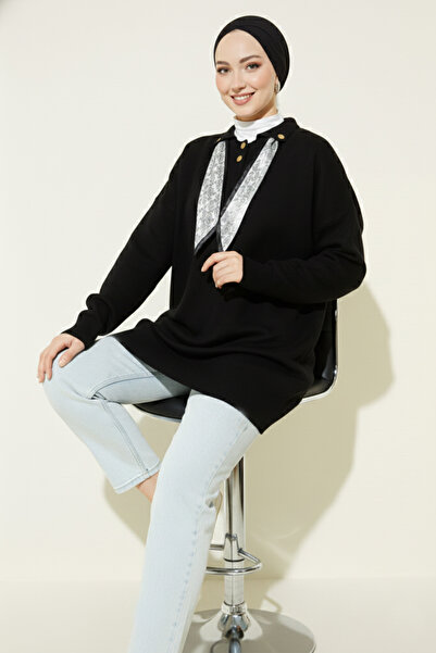 benguen Scarf Knitwear Tunic R7178 Black