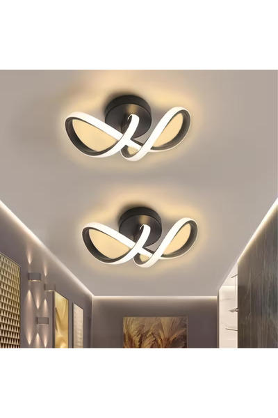 Elektroyou Sahra Modern Siyah Dekoratif Plafonyer Beyaz Ledli Avize