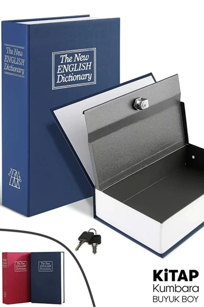 Maridet Kitap Görünümlü Gizli Kasa Büyük Boy Anahtarlı Gizli Kasa Para Altın ...