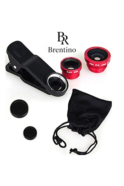 Brentino Balık Gözü 3'ü 1 Arada Evrensel Cep Telefonu Kamera Lens Seti Kıskaç...