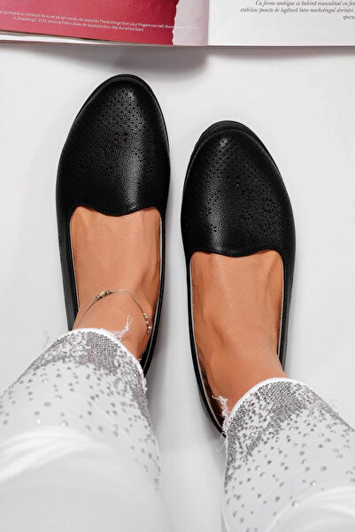 Zaira Γυναικείες μαύρες μπαλαρίνες από οικολογικό δέρμα Sara #21777 - 40
