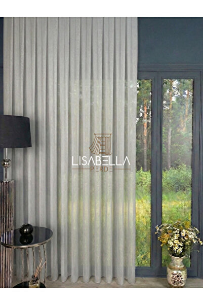 LisabellaHome Perdele modernă din tul simplu gri deschis (fără pliuri, simplă)