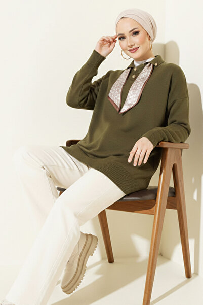 benguen Scarf Knitwear Tunic R7178 Khaki