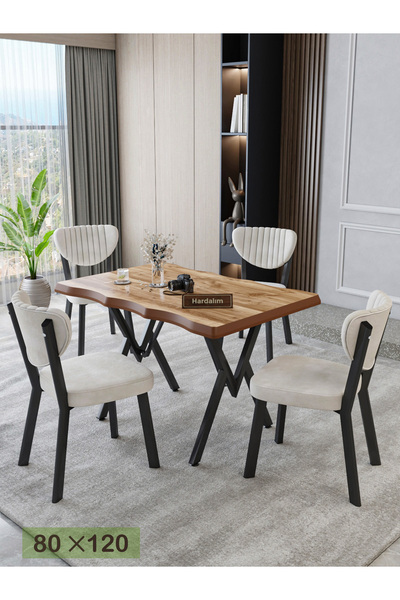 Hardalım Consept Eylül 80x120 MDF Kütük Mutfak Masası Takımı Salon Takımı Yemek Odası Takımı