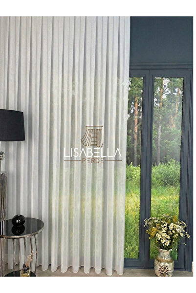 LisabellaHome Modern Greek Plain Tulle Curtain White (1X2 Sparse Pleats)