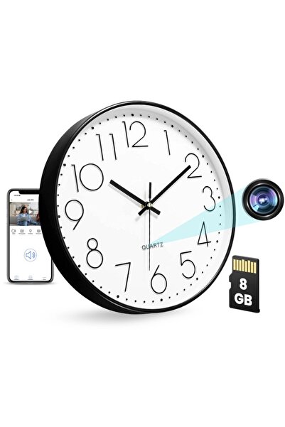 iUni Cameră video în ceas de perete W31, 8GB, Wi-Fi, Full HD, alb-negru