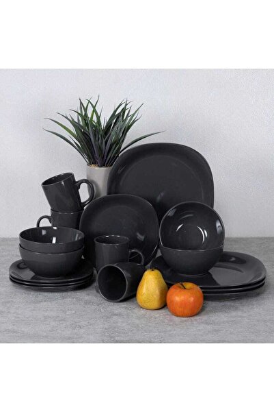 LA' PRECIOUS Quadro 16-Piece Dinner Set, Granite