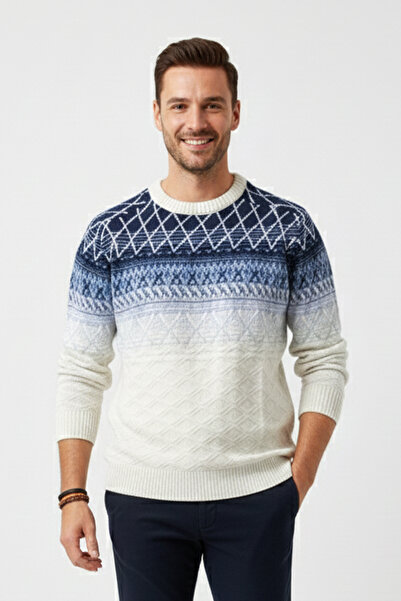 Pulltonic Мъжки велосипеден пуловер с яка и шарки