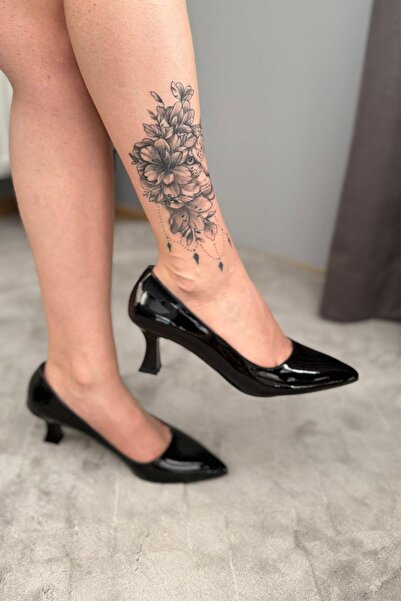 Preshley Kadın Sity Siyah Rugan 6 cm İnce Topuklu Stiletto