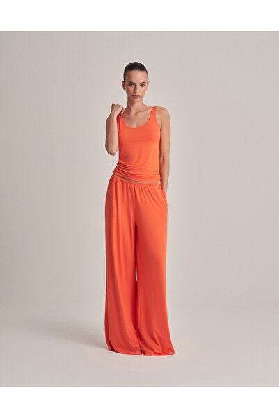 lessandromance RAHAT DÖKÜMLÜ PANTOLON ORANGE