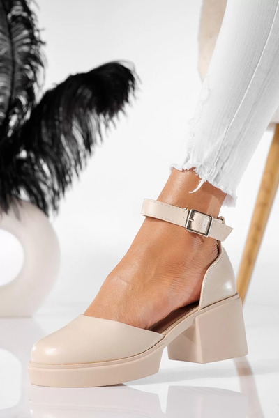 Zaira Pantofi casual dama bej din piele ecologica Tessa #20893 - 38