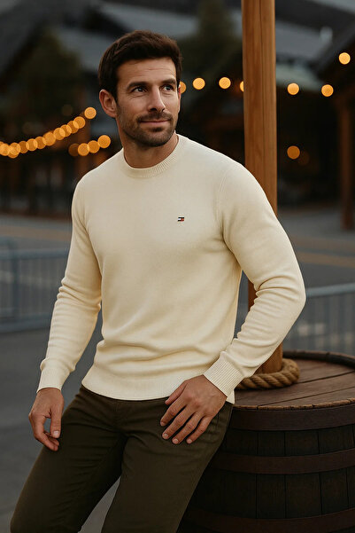 comstar Pulover lung de iarnă basic pentru bărbați, bej