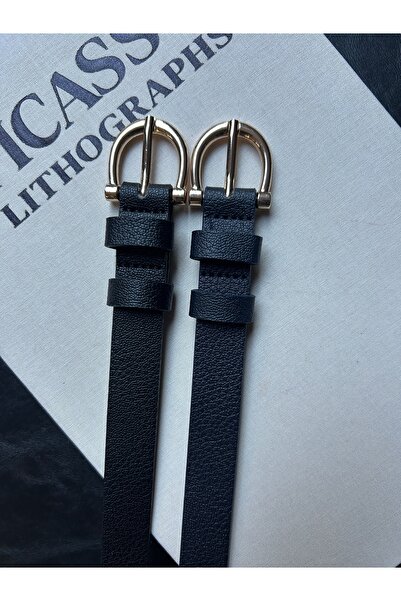 LİA KEMER Pachet de 2 curele Jeer cu model semilună pentru femei, cu cataramă...