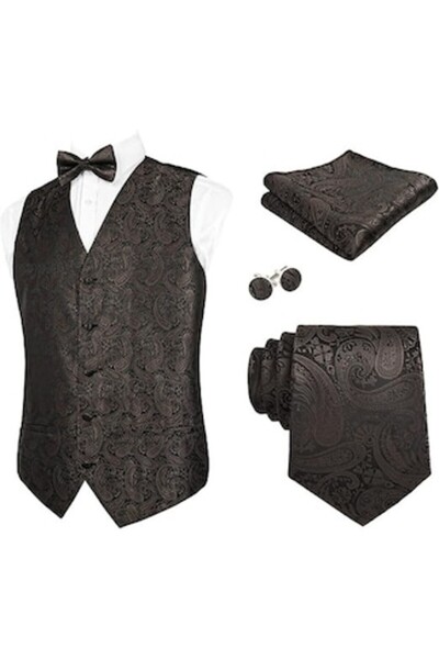 OEM Set cu vestă bărbătească Alizeal Classic, format din 5 piese, model Paisl...