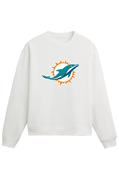 BA Sportswear Miami Amerikan Futbolu Beyaz Regular Sweatshirt
