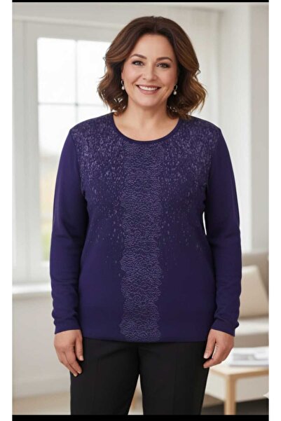 ELİF TRİKO Long Sleeve Front Patterned Series End Clover Knitting Blouse