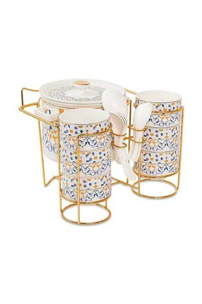 LA' PRECIOUS طقم تقديم من البورسلين الحريري مكون من 15 قطعة، متعدد الألوان