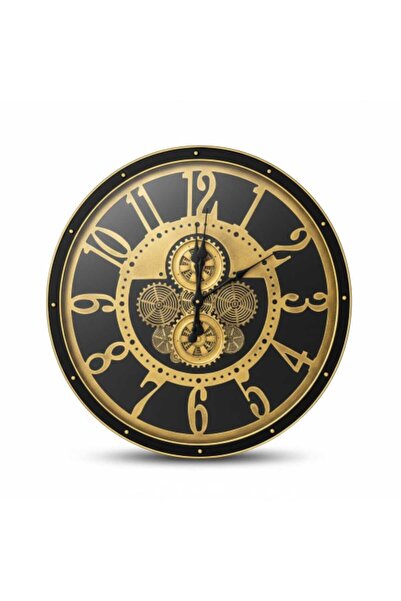PELLE DESİGN Çarklı Duvar Saati 80cm Sessiz Çalışma