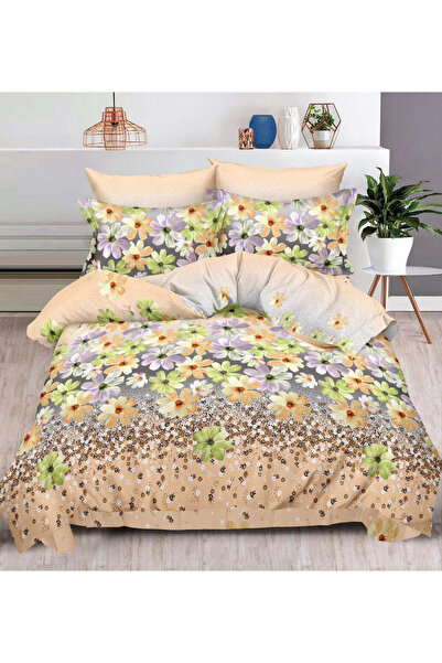trendyhome Finet Cotton Fitted Bedding Set 6 Pieces - Flower Field, Cream, Size T62