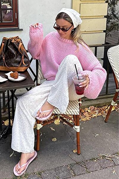 Seeh Pink Balloon Sleeve Women's Knitwear Sweater Sh332