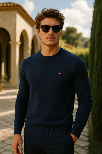 comstar Men's Premium Comfort Basic Navy Blue Long Sweater