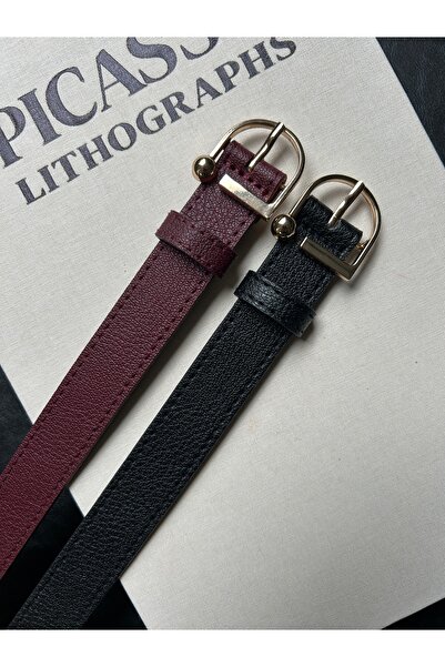 LİA KEMER Pachet de 2 curele cu cataramă aurie pentru femei, cu model Last D,...