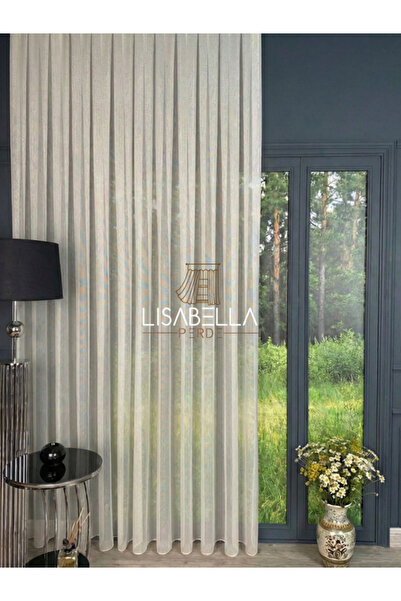 LisabellaHome Perdele modernă din tul simplu gri ecru (1x2 cu pliuri rare)