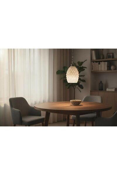 Ömür Avize muskat beyaz camlı gri kasa avize