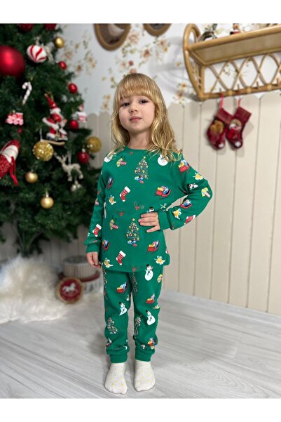 NOBLEKIDS New Year Themed Green Pajama Set – Children, Ages 3–8