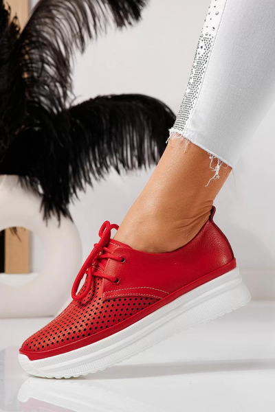 Zaira Pantofi casual dama rosii din piele naturala Alice #21577 - 41