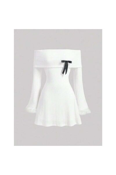 İsra Ayyıldız Moonstar Collection Madonna yaka coquette kışlık elbise