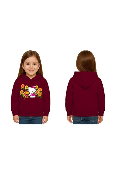 SEDİRLİ سويت شيرت للأطفال من هيلو كيتي مطبوع للجنسين مطبوع بغطاء رأس 3 خيوط م...