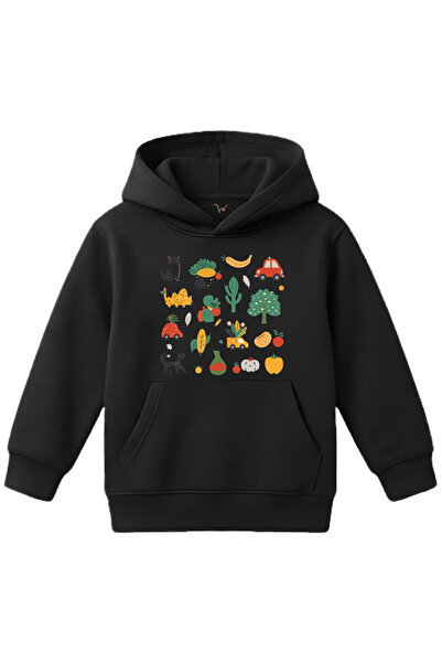 WİDİ Забавна комбинация от зеленчуци, плодове и животински принт, редовна кро...