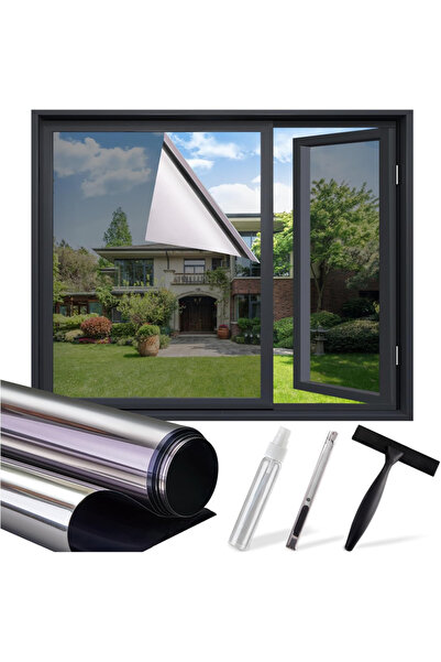 OEM Reflective Window Film 90x200 cm, UV Protection 96%, Silver, Adhesive Vinyl