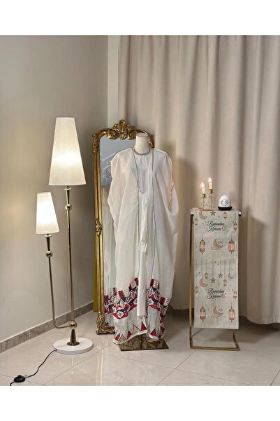 vanus fashion 5637 - White jalabiya with colorful embroidery