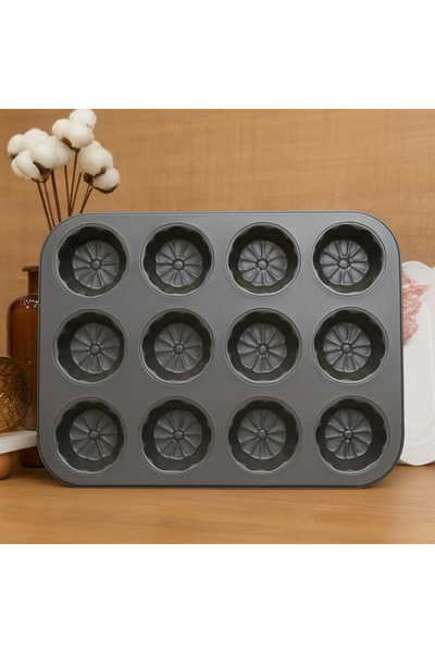 akdeniz home 🌼 TRC-1612 PAPATYA Metal 12'li Kek Kalıbı - Bireysel Sunumların...