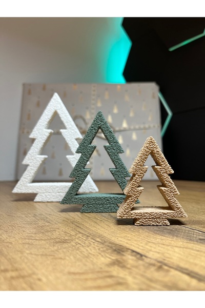 SZD Design Modern Textured Christmas Tree Ornament Set (3 Pieces)