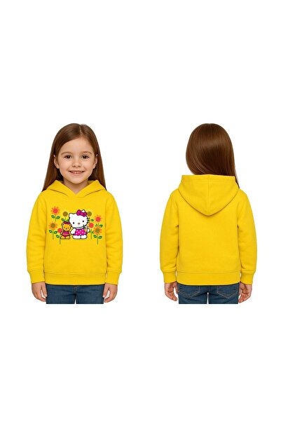 SEDİRLİ سويت شيرت للأطفال من هيلو كيتي مطبوع للجنسين مطبوع بغطاء رأس 3 خيوط م...