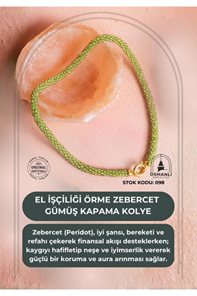 OSMANLI DOĞAL TAŞ Certified Handcrafted Knitted Zebercet Silver Clasp Necklace (Sk:098)