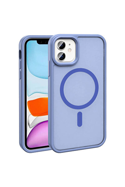 zore iPhone 11 Kılıf Magsafe Şarj Özellikli Mat Arka Yüzey MSRA Sio Kapak-Lila