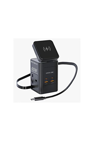 Green Lion GaN 65W Multi-Port Travel Adapter with Wireless Charging & Retract...