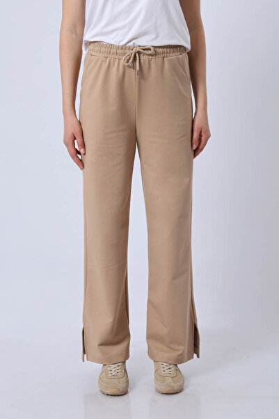 the basics Leg Length Slit Stretch Fabric Sweatpants