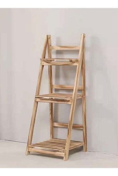 genric OneDcor 3-Tier Foldable Wooden Plant Stand – Natural Ladder Shelf Rack...
