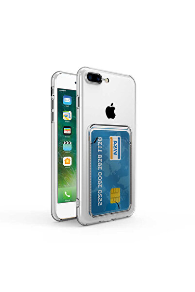 zore غطاء حماية لهاتف iPhone 8 Plus مع حامل بطاقات شفاف من السيليكون الشفاف M...