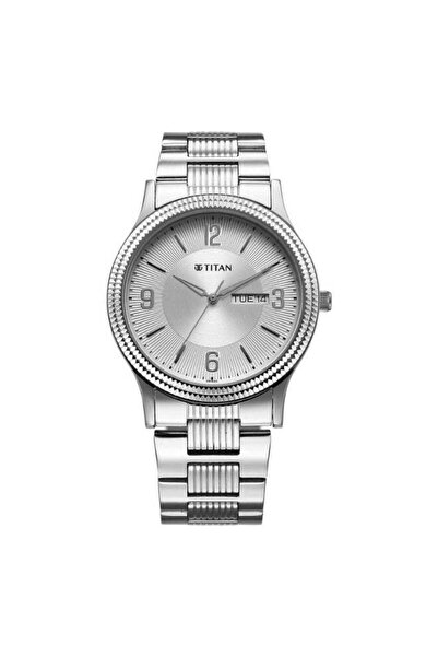 Titan Men's Analog Watch 1650SM02 — Charcoal Dial, Silver Mesh Strap