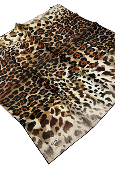 Aker Best of Series Twill Silk Scarf 8894713-911 Leopard Pattern 911-Mink-Brown-Beige