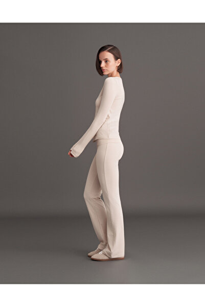 lessandromance BELİ KATLAMALI İSPANYOL PANTOLON KREM